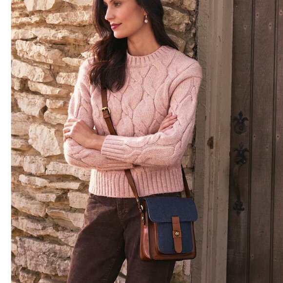 Patricia Nash Lari Denim & Leather Colorblock Crossbody Bag with Dust Bag - Picture 13 of 14